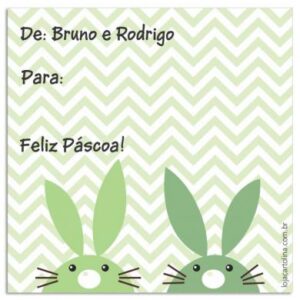 Etiqueta De/Para Coelhos Chevron Verde (6,5 X 6,5 cm)