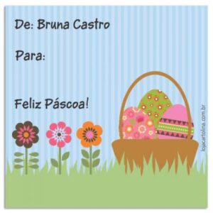 Etiqueta De/Para Cesta Ovos e Flores (6,5 X 6,5 cm)