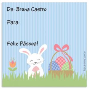 Etiqueta De/Para Cesta Ovos e Coelhinho (6,5 X 6,5 cm)