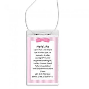 Crachá de Viagem Laço Rosa (4,5 x 11,5 cm)