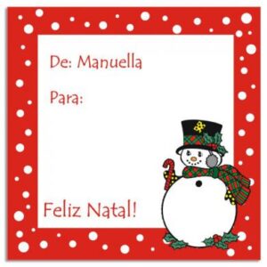 Etiqueta Natal Boneco de Neve Bolas 1 (6,5 X 6,5 cm)