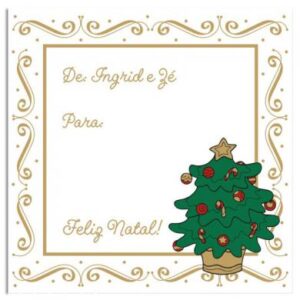 Etiqueta Natal Árvore Arabesco (6,5 X 6,5 cm)