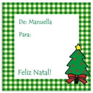 Etiqueta Natal Árvore Xadrez (6,5 X 6,5 cm)