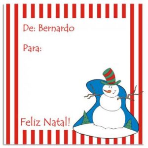 Etiqueta Natal Boneco de Neve Listras (6,5 X 6,5 cm)