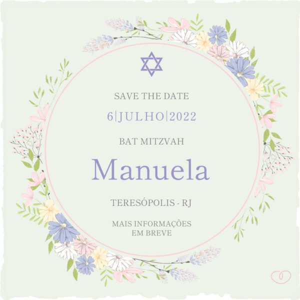 Convite Digital Bat Mitzvah Lilás