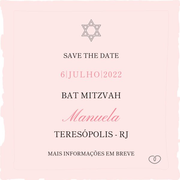 Convite Digital Bat Mitzvah Rosa