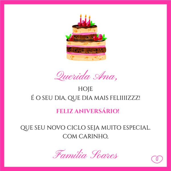 Cartão Digital Aniversário Bolo