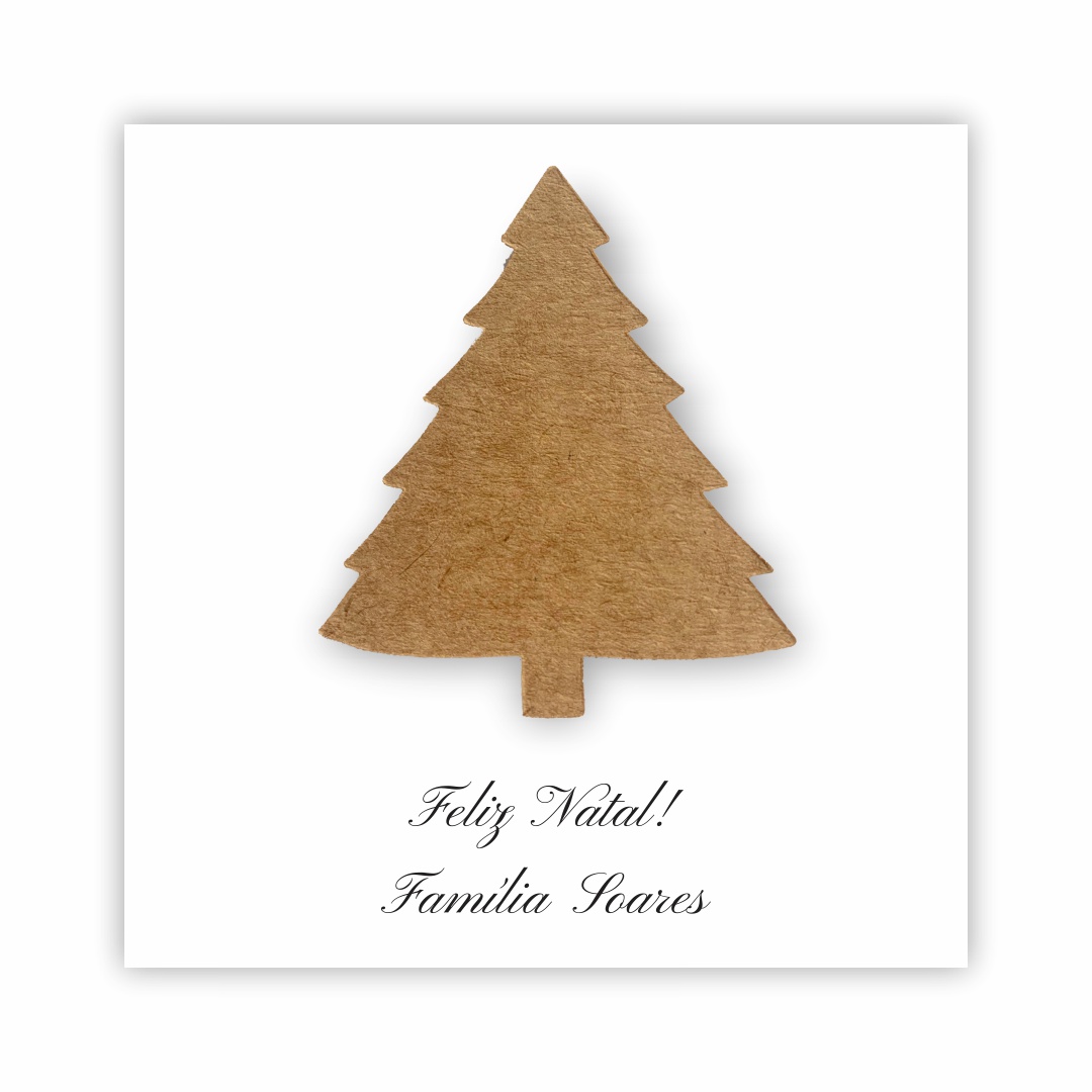 Cartão Natal árvore Kraft 3D (10x10cm) - Loja Cartolina